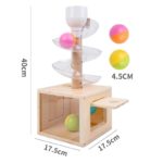 A Holzkasten Rutsche Objektpermanenz 3 Ausgänge mit Kugeln und Rutsche im Inneren.