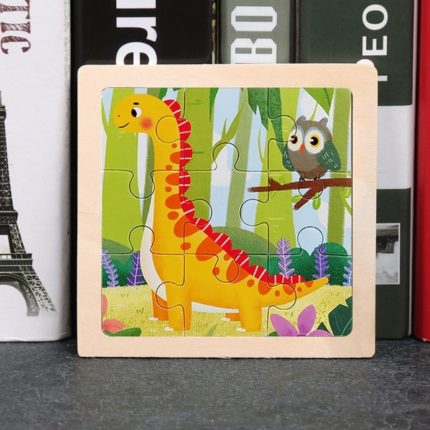 Ein Dinosaurier-Holzpuzzle.