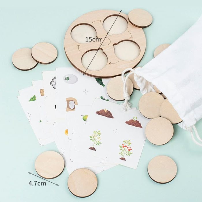 Eine Sammlung von Holzblöcken und eine Tasche Spiel der Evolution der Natur.