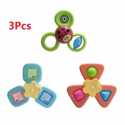 Drei bunte Badewannenspinner für die Badezeit.