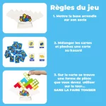 Eine Reihe von Anweisungen für ein Spiel mit dem Namen Spielregeln, Tetra-Turm - Balance-Stapelspiel.