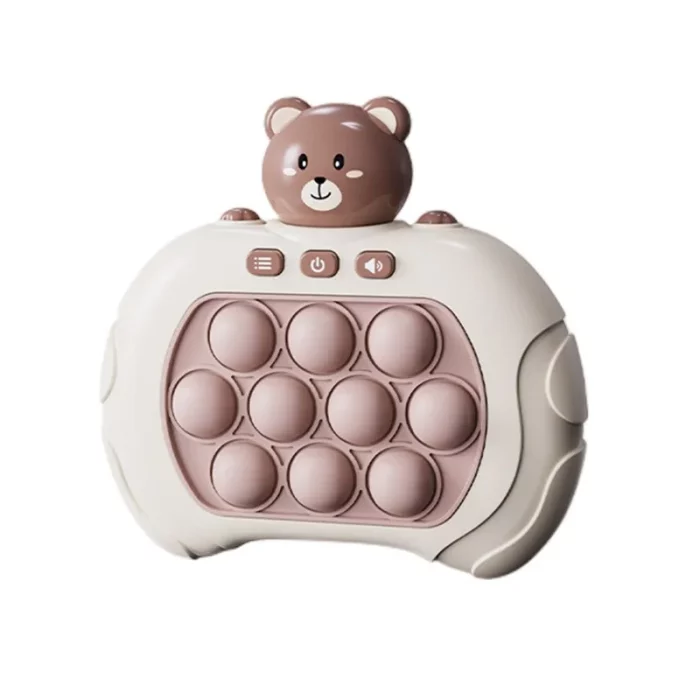 Ein QuickPush mit einem ausgestopften Nôtre darauf. Dieser QuickPush ist ideal, um bei Kindern ab 3 Jahren die Reflexe und die Schnelligkeit zu fördern.