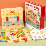 Lernspielzeugset für Bauen und Kreativität präsentiert mit Verpackung.